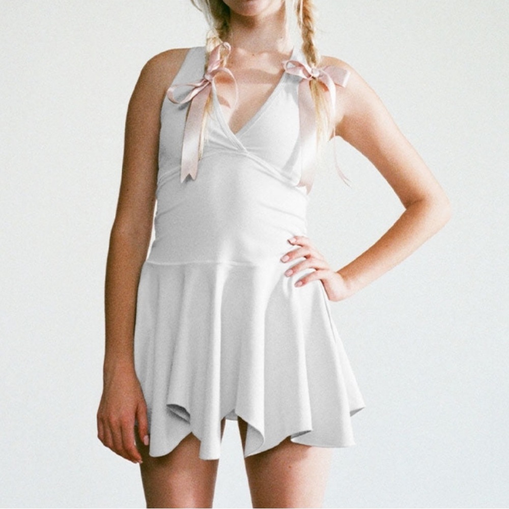 FRANKIE’S BIKINIS Pirouette Racerback dress in Icy Gray